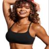 CRZ YOGA Womens Scoop Neck Bikini Tops D-DD Adjustable Spaghetti Straps Bathing Suit Padded Swimsuit Sports Bra Black XX-Small view 3