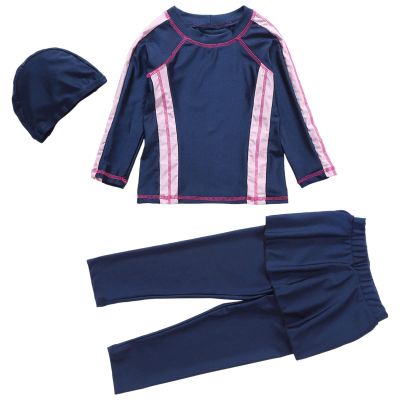 Cow Swimsuit Girls Swimwear Conservative Swimwear Kids Muslim Full Cover Girls Moderate Summer (Blue, 14-15Years)