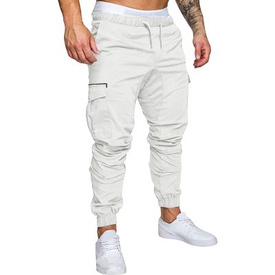 GOKKILRW Mens Outdoor Hiking Cargo Pants Slim Fit Tapered Athletic Jogger Stretch Lightweight Casual Work Cycling Pants Chino(White,XX-Large)