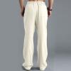 GOKKILRW Mens Cotton Linen Casual Pants Drawstring Elastic Waist Summer Loose Fit Beach Yoga Pants Trousers(Beige,Large) view 4