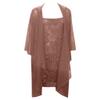 Wedding Guests Dresses for Women 2 Piece Outfit Classy Lace Embroidered Cocktail Party Midi Dress with Shawl Wraps Coffee view 2