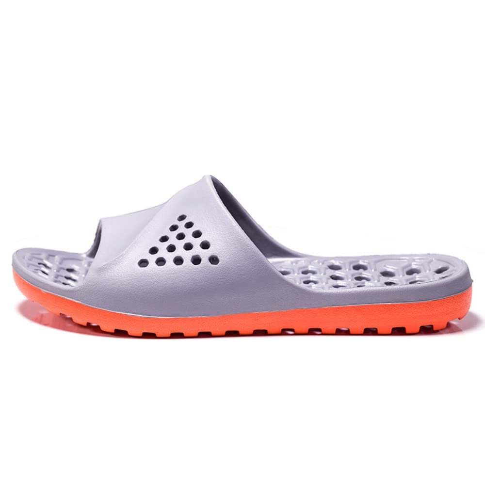 Mens Shower Shoes Quick Drying Non Slip Slippers Shower Sandals With Drain Holes Open Toe House Bathroom Slides for Bedroom College Dorm Beach (Grey, Adult, Men, 8.5, Numeric Range, US Footwear Size System, 9, Medium)
