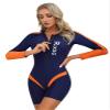 Moggemol Women's Boyleg One Piece Rash Guard Swimsuit UPF 50+ Long Sleeve Zipper Surfing Athletic Swimwear Navyblue X-Large view 2