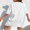 2023 Women's Dresses Letter Patched Drop Shoulder Tee Dress Women's Dresses (Color : White, Size : Medium) view 3
