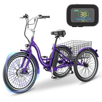 DoCred Electric Tricycle for Adults, 350W 36V Electric Trike Motorized Three Wheel Electric Bikes Bicycle with Large Basket for Women Men