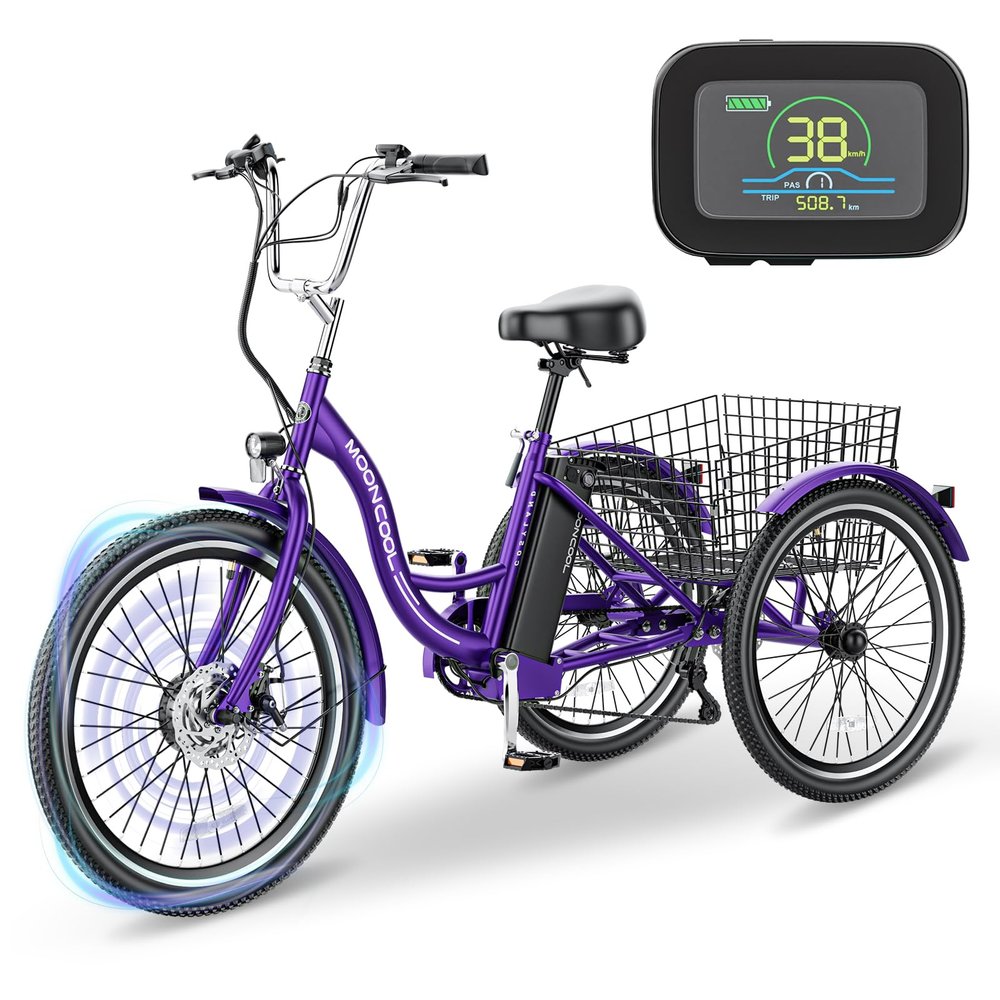 DoCred Electric Tricycle for Adults, 350W 36V Electric Trike Motorized Three Wheel Electric Bikes Bicycle with Large Basket for Women Men