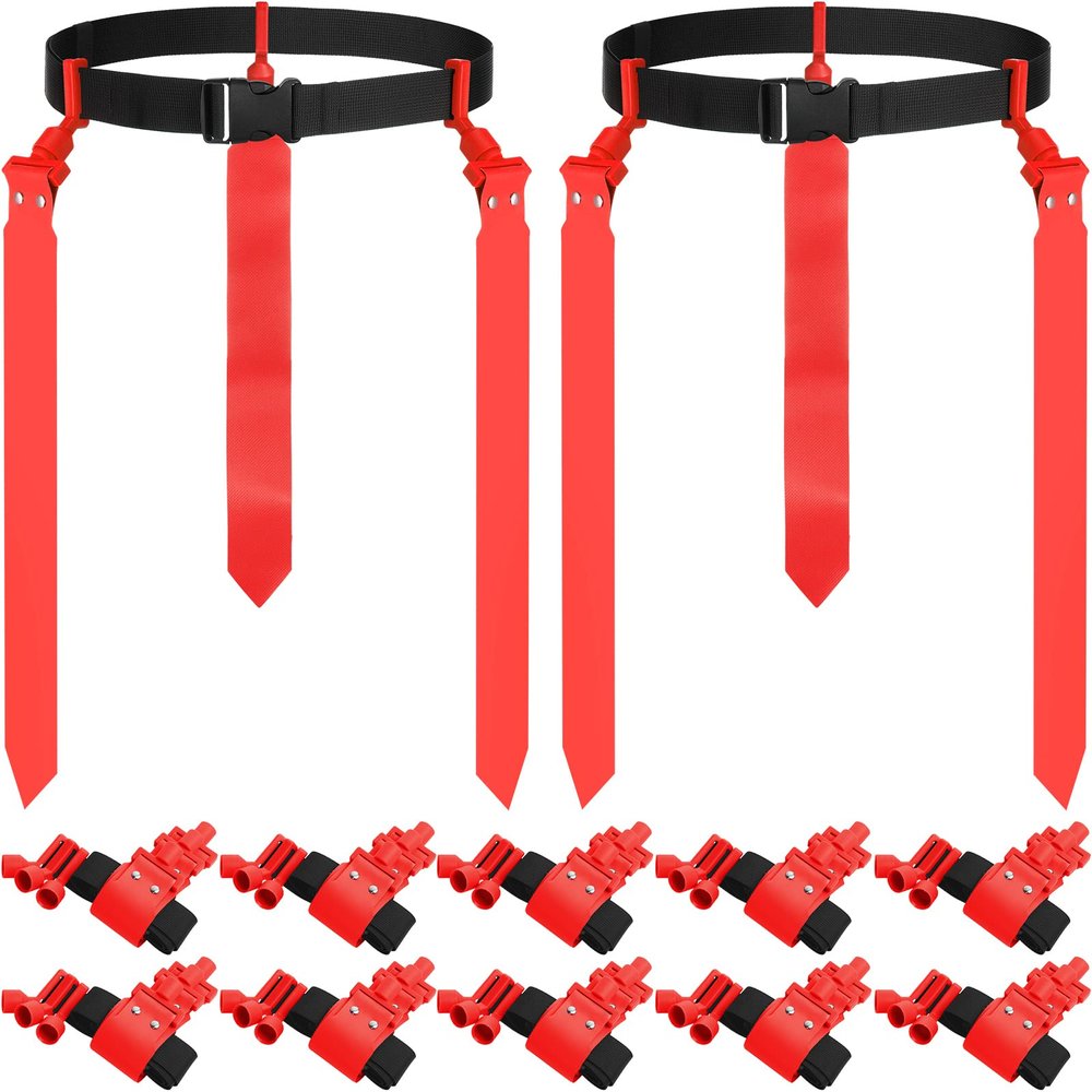Hungdao 10/12 Players Adjustable Flag Football Belts Set,Red