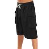 GOKKILRW Mens Casual Twill Cargo Shorts Cotton Lightweight Multi Pockets Outdoor Hiking Gym Training Workout Shorts 3/4 Joggers Capri(Black,Large) view 2