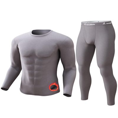 CL convallaria Long Johns Thermal Underwear for Men Soft Fleece Lined Base Layer Cold Weather Top Bottom Gift Set Heavyweight Crew Neck Gray Medium