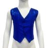DRHOM Kids Boys Girls Sequins Waistcoat Sleeveless V neckline Hip-Hop Jazz Dance Party Stage Performance Jacket Vest Costume (Blue, 8-9) view 2