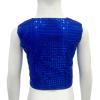 DRHOM Kids Boys Girls Sequins Waistcoat Sleeveless V neckline Hip-Hop Jazz Dance Party Stage Performance Jacket Vest Costume (Blue, 8-9) view 3