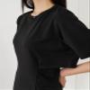 2023 Women's Dresses Solid Fitted Dress Women's Dresses (Color : Black, Size : Small) view 3