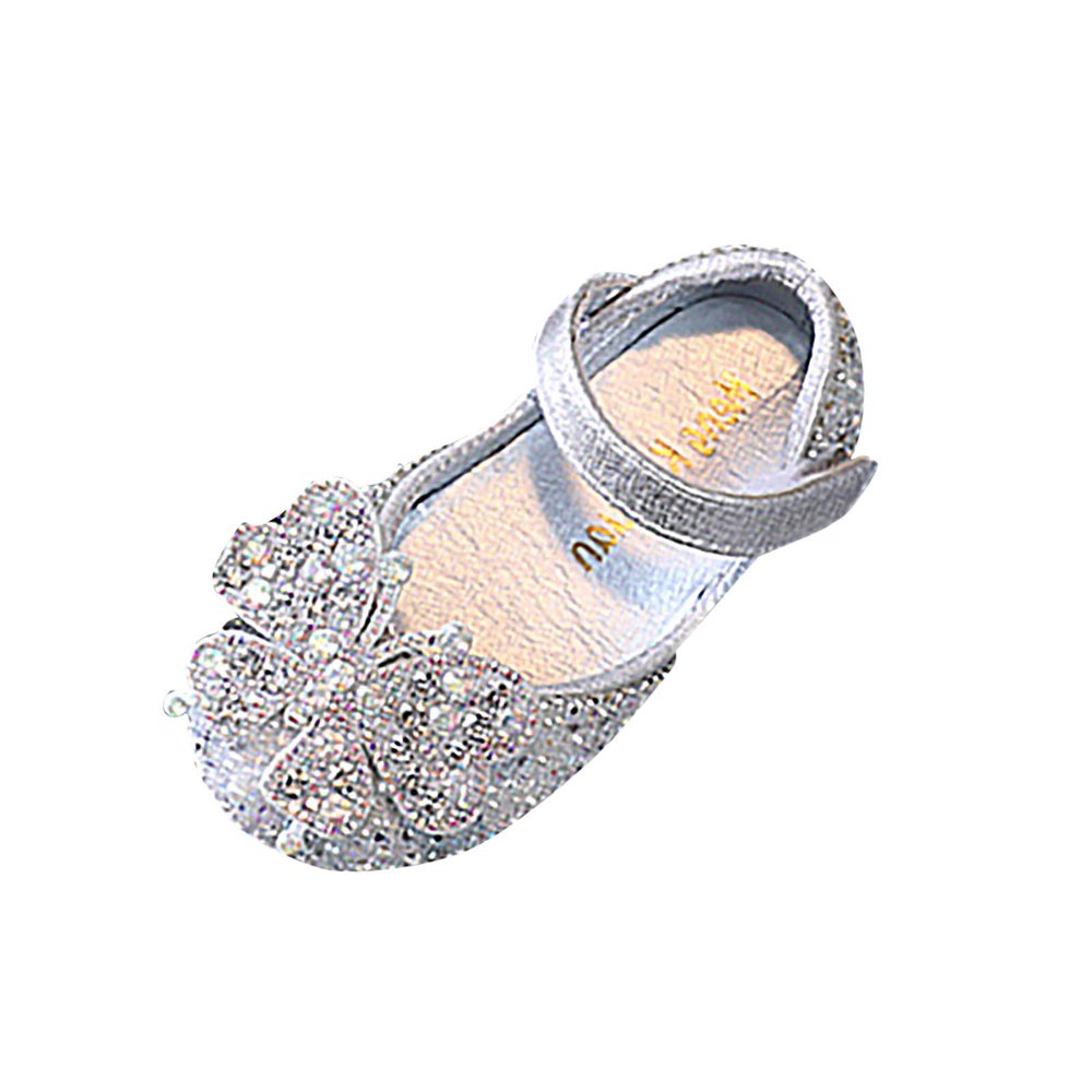 Girls Sandals Crystal Baby Infant Bling Kids Shoes Princess Shoes Pearl Shoes Dancing Single Shoes Rain Boots Toddler (Silver, 22)