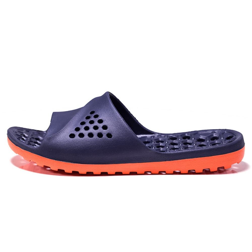 Mens Shower Shoes Quick Drying Non Slip Slippers Shower Sandals With Drain Holes Open Toe House Bathroom Slides for Bedroom College Dorm Beach (Navy, Adult, Men, 8.5, Numeric Range, US Footwear Size System, 9, Medium)