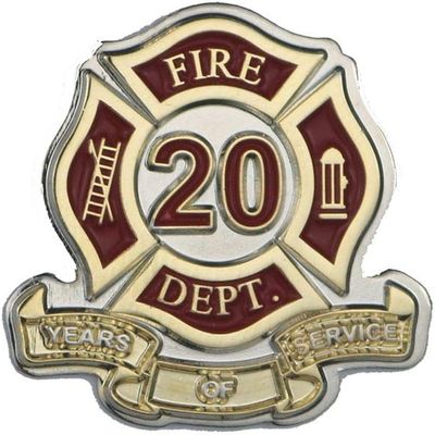 20 Years of Service Lapel Pin Award Fire Department Firefighter Recognition - A 148