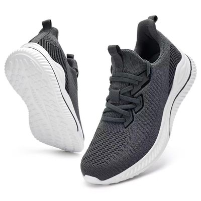 Akk Mens Hand Free Slip On Wide Walking Shoes Memory Foam Runnning Tennis Shoes Lightweight Breathable Casual Sneakers Dark Grey