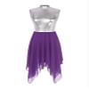 JanJean Women Metallic Lyrical Dance Costume Modern Dance Dress Praise Tunic Overlay Dress Performance B02 Large