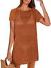 ANRABESS Swimsuit Cover Up for Women 2026 Crochet Bathing Suit Swimwear Mesh Knit Beach Dress Summer Vacation Clothes Large Rust view 1
