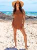 ANRABESS Swimsuit Cover Up for Women 2026 Crochet Bathing Suit Swimwear Mesh Knit Beach Dress Summer Vacation Clothes Large Rust view 2