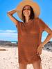 ANRABESS Swimsuit Cover Up for Women 2026 Crochet Bathing Suit Swimwear Mesh Knit Beach Dress Summer Vacation Clothes Large Rust view 3