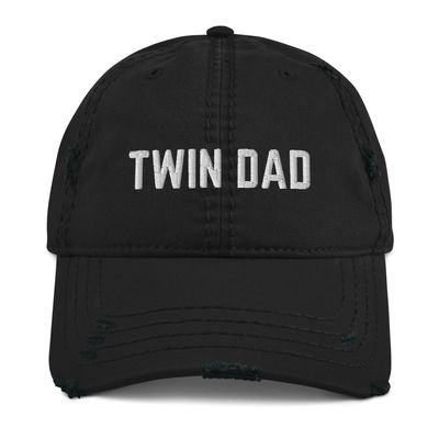 CreativeTees4You Twin Dad Gift - Distressed Dad Hat, Dad of Twins, Twins Dad, Dad Gift, Gift for Dad Black