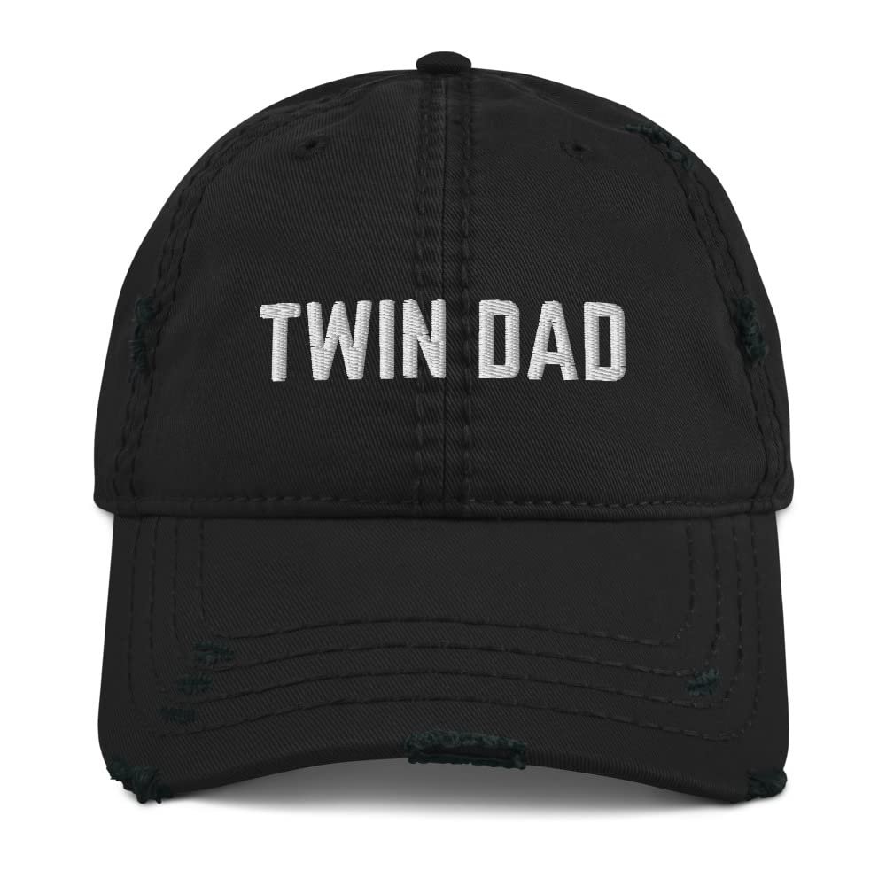 CreativeTees4You Twin Dad Gift - Distressed Dad Hat, Dad of Twins, Twins Dad, Dad Gift, Gift for Dad Black