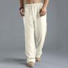 GOKKILRW Mens Cotton Linen Casual Pants Drawstring Elastic Waist Summer Loose Fit Beach Yoga Pants Trousers(Beige,X-Large) view 2