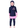 Burkini Swimsuits For Girls Kids Muslim Swimsuit Islamic Hijab Cap Swim Top Pants Modest Full Coverage Swimwear Toddler Long Sleeve Rashguard Beachwear Swimming Suit Bathing Suits Blue + Pink 2-3T view 2