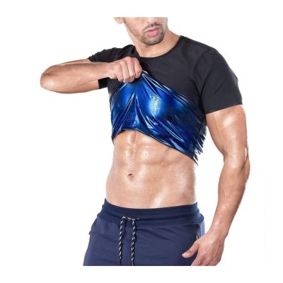 liyun T-Shirt for Men and Women, Short-Sleeved, with Sauna Effect, Body-Shaping Neoprene Sauna Suit, for Sweating, Losing Weight Faster, Burning Fat T-Shirt Sauna Suits (Color : Men, Size : XX-Large)