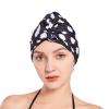 SUNTRADE Women Lady Girls Bathing Cap Long Short Hair Swiming Cap Pleated Knotted Turban Hats Non-Waterproof Swim Cap (Black-White) view 2