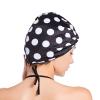 SUNTRADE Women Lady Girls Bathing Cap Long Short Hair Swiming Cap Pleated Knotted Turban Hats Non-Waterproof Swim Cap (Black-White) view 3