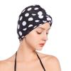 SUNTRADE Women Lady Girls Bathing Cap Long Short Hair Swiming Cap Pleated Knotted Turban Hats Non-Waterproof Swim Cap (Black-White) view 4