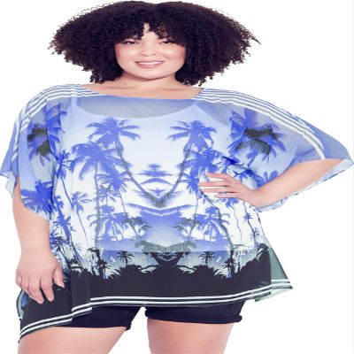 Avenue Women's Plus Size Poncho - Watercolor