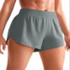 CRZ YOGA Mid Waisted Split Running Shorts for Women 4" - Comfy Mesh Liner for Workout Athletic Gym Track Quick Dry Grey Sage XX-Small view 1