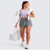 CRZ YOGA Mid Waisted Split Running Shorts for Women 4" - Comfy Mesh Liner for Workout Athletic Gym Track Quick Dry Grey Sage XX-Small view 3