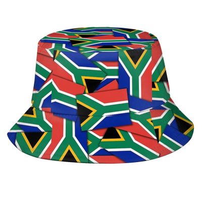 Cute South Africa Flag Bucket Hats Fashion Sun Cap Packable Summer Outdoor South African Fisherman Hat for Men Women