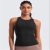 CRZ YOGA Butterluxe Workout Tank Tops for Women - Racerback Padded High Neck Yoga Athletic Shirt with Built in Bra Black XX-Small view 2