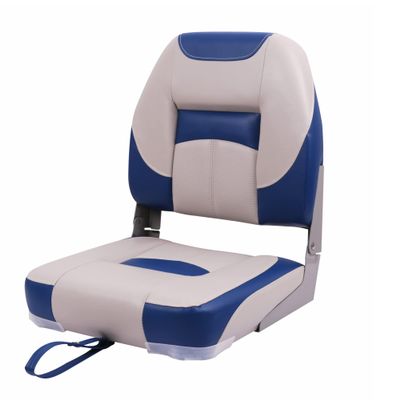 Deckpro Deluxe Low Back Boat Seat, Fold-Down Fishing Boat Seat Grey/Blue