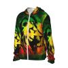 Jamaican Lion Flag Unisex Full Zip-Up Sun Protection Hoodie Long Sleeve Jacket Pocket Outdoor Travel Beach -Medium view 2