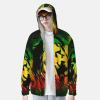 Jamaican Lion Flag Unisex Full Zip-Up Sun Protection Hoodie Long Sleeve Jacket Pocket Outdoor Travel Beach -Medium view 4