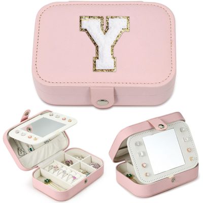 Parima Medium Jewelry Box for Girls, Travel Initial Girls | Organizer Case Mini Box-Initial Y ''Pink