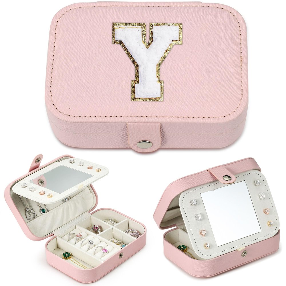 Parima Medium Jewelry Box for Girls, Travel Initial Girls | Organizer Case Mini Box-Initial Y ''Pink