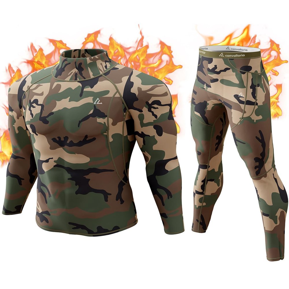 CL Thermal Underwear Long Johns for Men,Hunting Gear Sport Top and Bottom Set Winter Base Layer Long Underwear for Outdoor