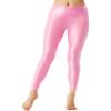 LiiYii Women's Shiny Yoga Pants Glossy Footless High Elastic Tights Toeless Long Thin Leggings Pink Large