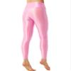 LiiYii Women's Shiny Yoga Pants Glossy Footless High Elastic Tights Toeless Long Thin Leggings Pink Large view 3