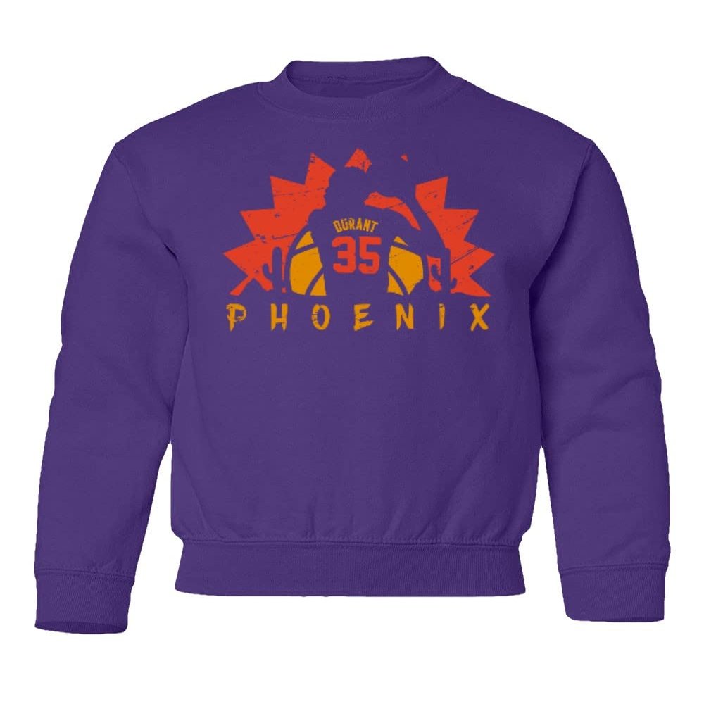 Durant Phoenix Basketball Star Player Youth Crewneck Sweatshirt (Purple, Youth X-Large)