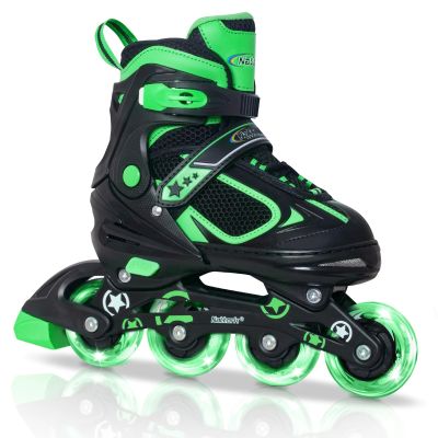 Nattork Blade Roller Skates for Boys with Light Up Wheel,Adjustable Inline Skates for Kids Ages 6-12 6 7 8 9 Children's Outdoor & Indoor, Beginners Green
