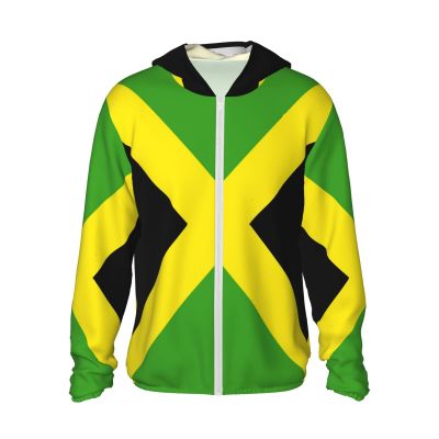 Jamaican Flag Jamaica Unisex Full Zip-Up Sun Protection Hoodie Long Sleeve Jacket Pocket Outdoor Travel Beach -X-Large