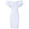 Women's Peplum Bodycon Dress Sexy Sweetheart Neck Short Sleeve Office Work Midi Pencil Dress Ruched Summer Dresses White view 1