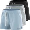 NELEUS Men's 3 Pack Running Shorts with Pockets,3D Honeycomb Thick Fabric,6112, Black/Light Grey/Light Blue,S view 1